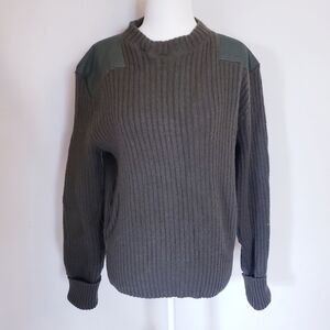 Military Ribbed Green Wool Sweater